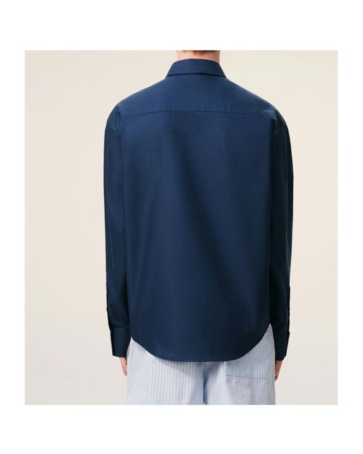 AMI Blue Ami Boxy Embroidered Ami De Coeur Shirt for men