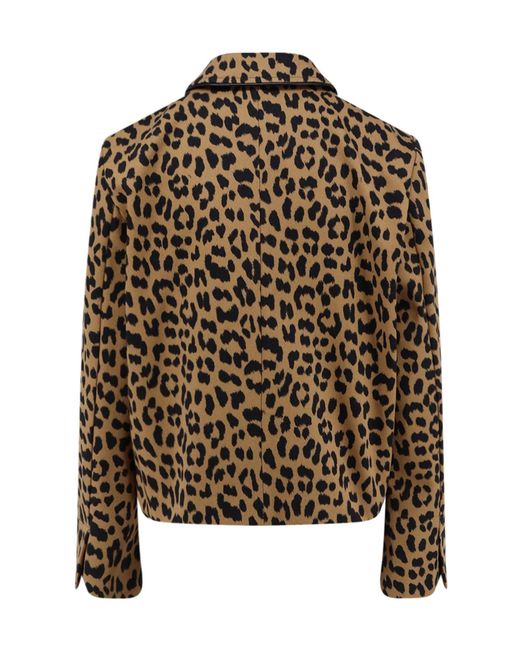 Semicouture Brown Cotton Jacket With Animal Print