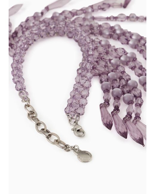 Emporio Armani White Pendant Tassel Collar Necklace