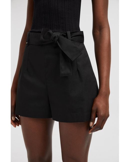 Moncler Black Pleat Detailed Belted Shorts