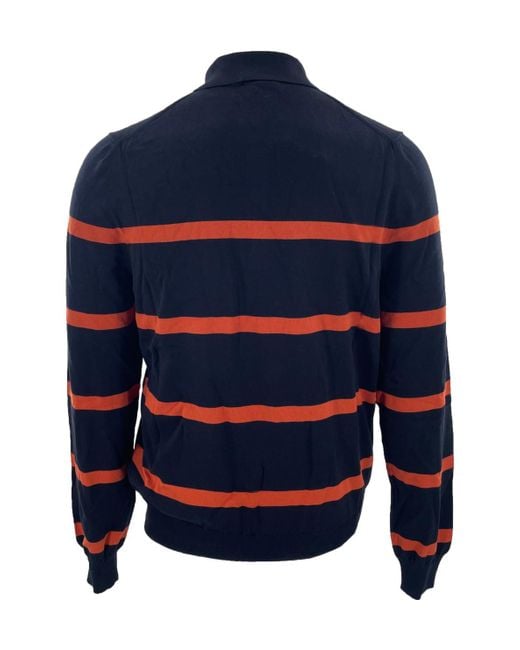 Dunhill Blue Buckle Long-Sleeved Polo Shirt for men