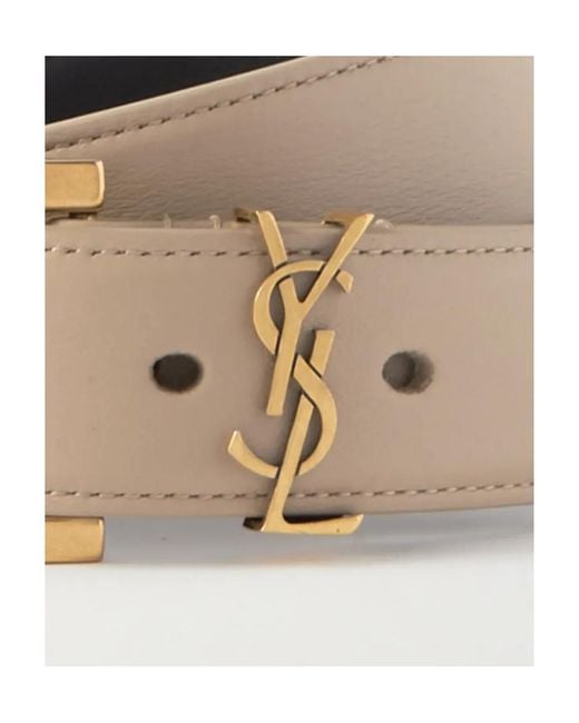 Saint Laurent Natural Cassandre Logo Plaque Belt
