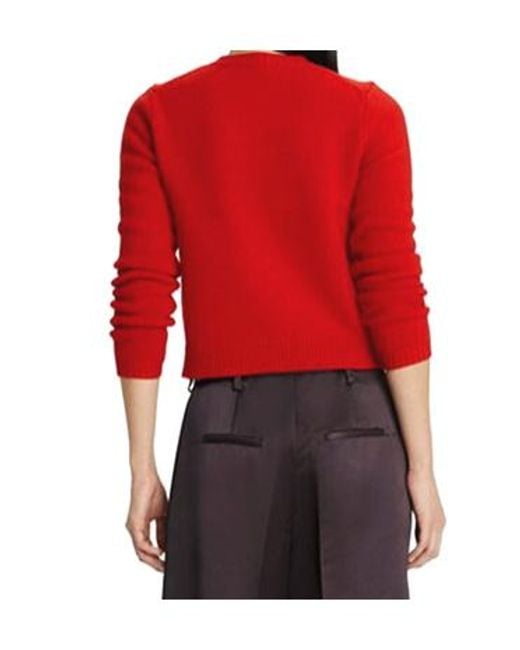 Tory Burch Red Long-Sleeved Button-Down Cardigan