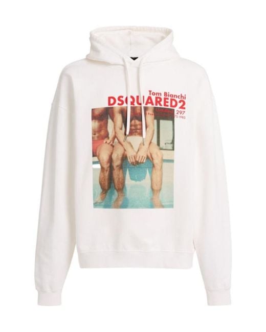 DSquared² White Relax Fit Hoodie for men