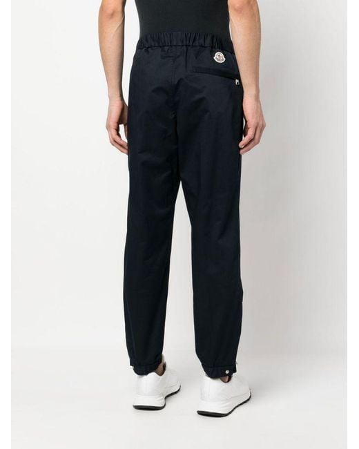 Moncler Blue Logo-Patch Drawstring Pants for men