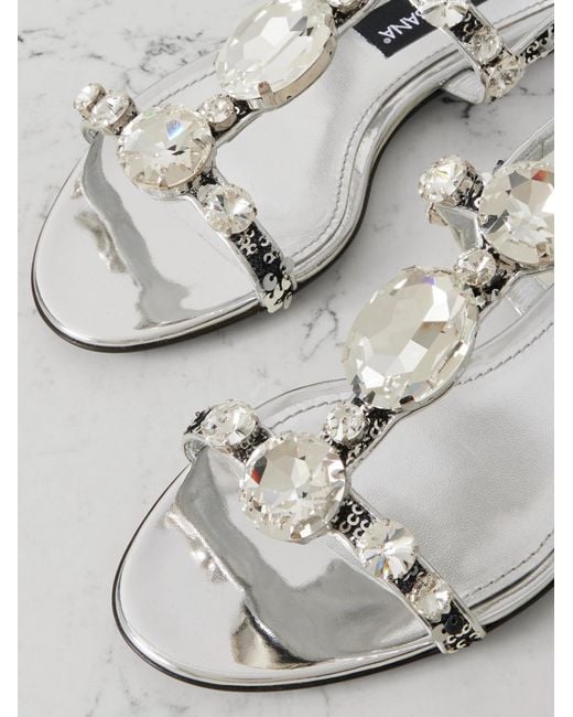 Dolce & Gabbana White Crystal-Embellished Sandals