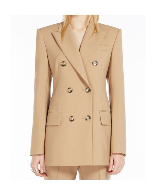 Sportmax Natural Adamo Double-Breasted Long-Sleeved Jacket