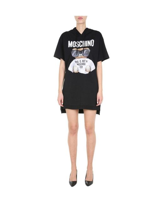 Moschino Black Micro Teddy Bear Jersey Dress