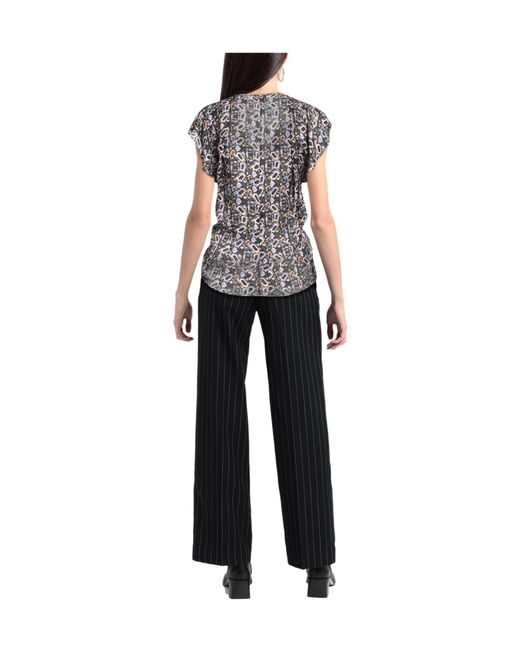 Isabel Marant Black Satin Shortsleeve Top