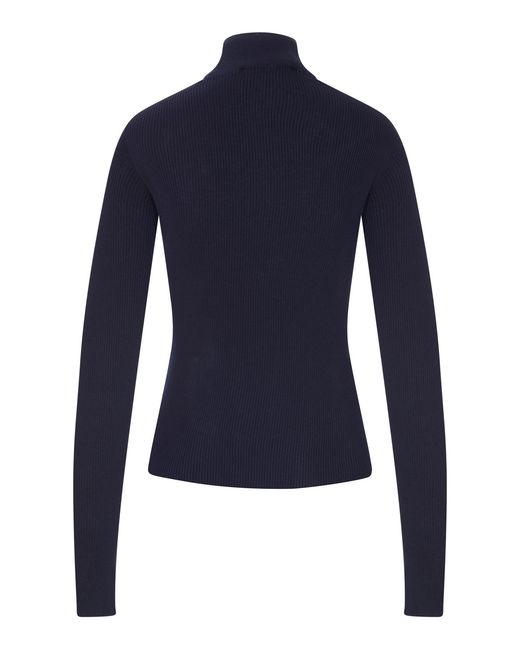 Miu Miu Blue High-Neck Long-Sleeved Knitwear