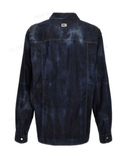 DSquared² Blue Distressed Icon Western Denim Shirt for men