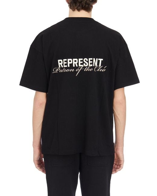 Represent Black Patron Of The Club Cotton T-Shirt for men