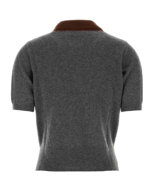 Marni Gray Short-Sleeved Knit Polo Shirt
