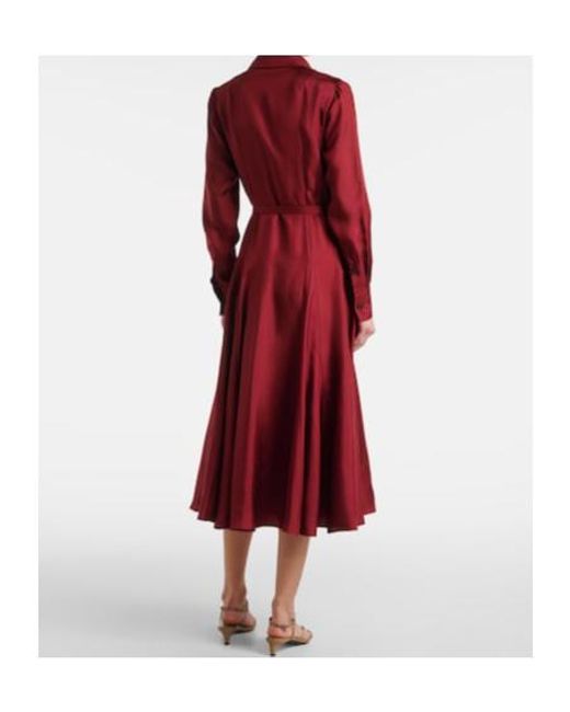 Emilia Wickstead Red Riko Belted Silk Twill Shirt Dress