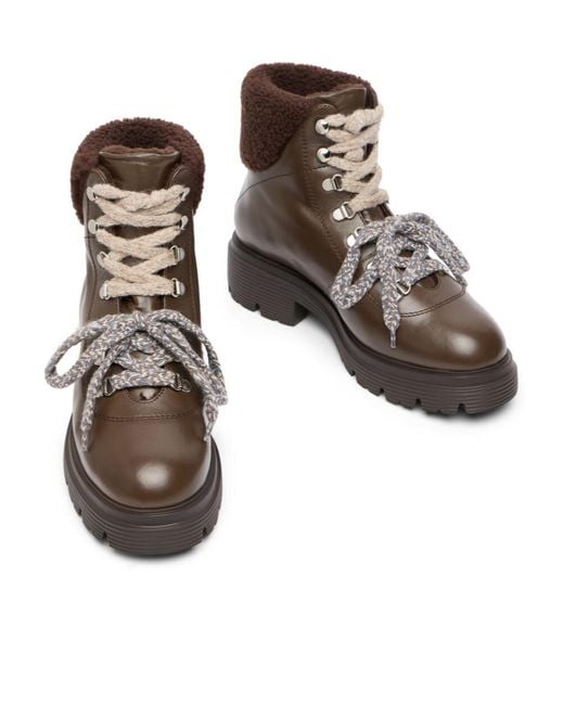 Stuart Weitzman Brown Hudson Lite Lace-Up Bootie