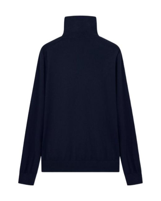 Giorgio Armani Blue Sweater Regular Fit Plain Knit Cashmere for men