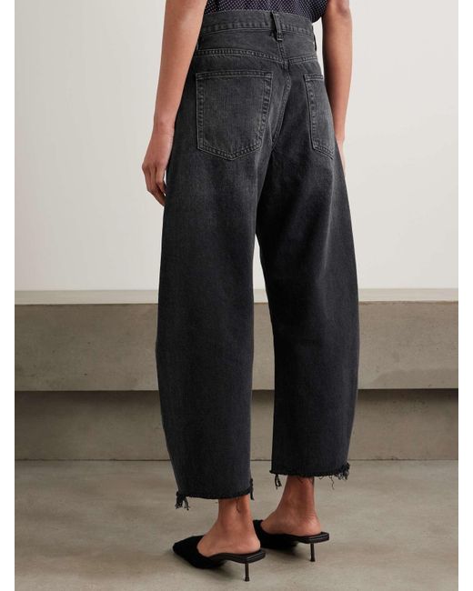 FRAME Blue Frayed High-Waist Jeans