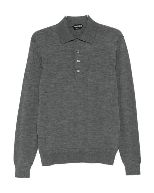 Tom Ford Gray Long-Sleeve Polo Shirt for men