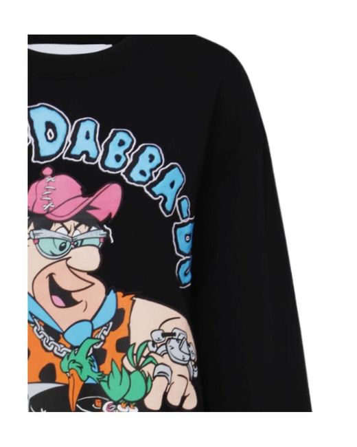 Moschino Blue Graphic-Printed Ribbed Hem Sweatshirt