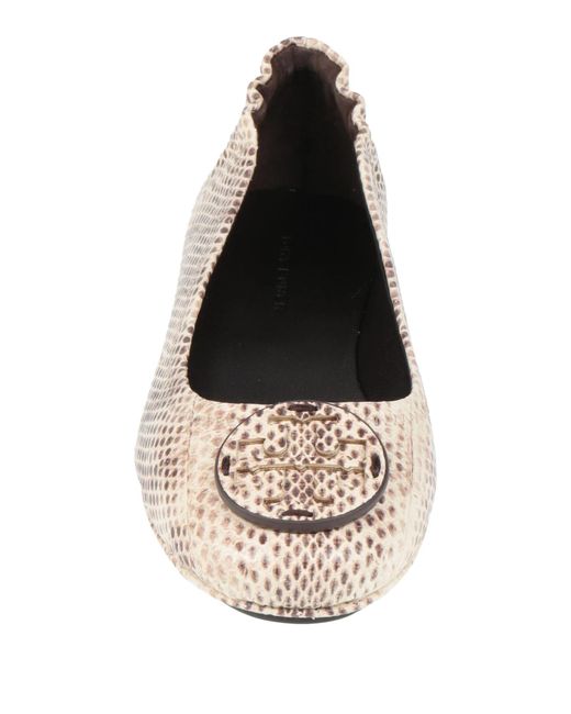 Tory Burch Natural Snake-Print Ballet Flats