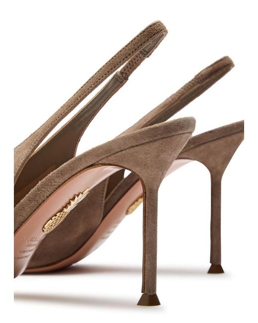 Aquazzura Brown Voltaire 85 Suede Slingback Pumps