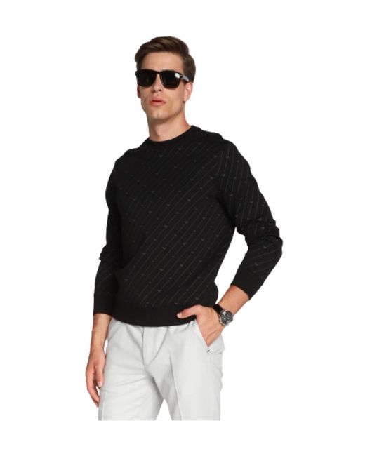 Emporio Armani Black Round-Necked Sweater for men