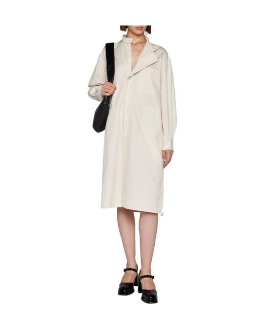 Lemaire White Officer Collar Shirt Dress