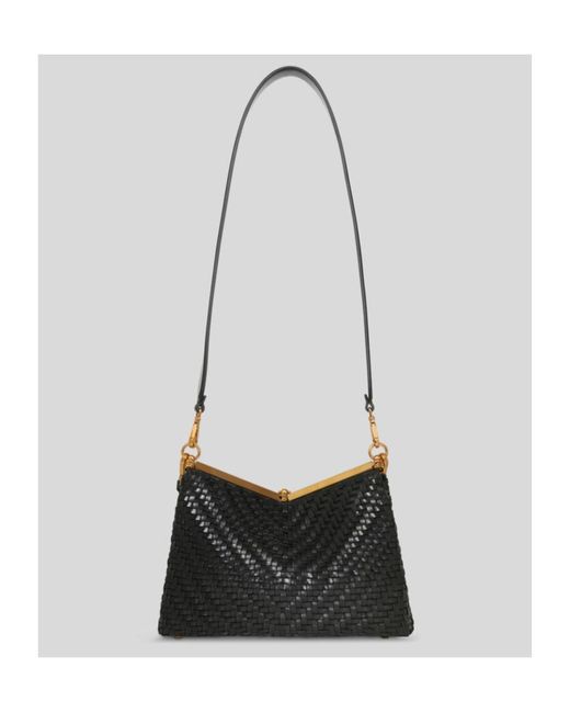 Etro Black Medium Woven Vela Shoulder Bag