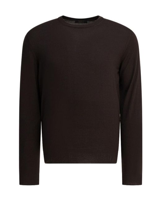 Zanone Black Crewneck Long-Sleeved Jumper for men