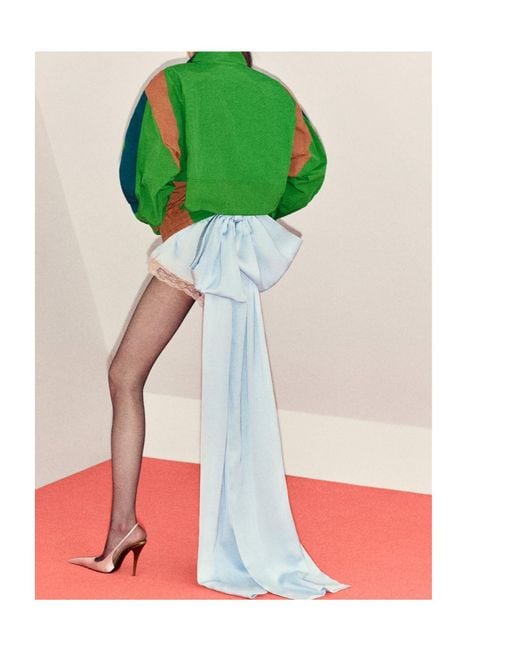 Saint Laurent Green Button High-Neck Jacket