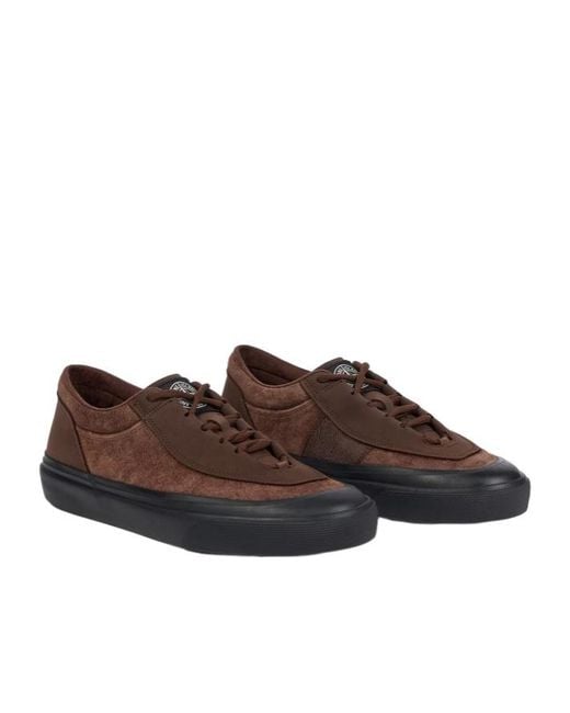 Stone Island Brown Low-Top Trainers With Compass Logo Patch for men