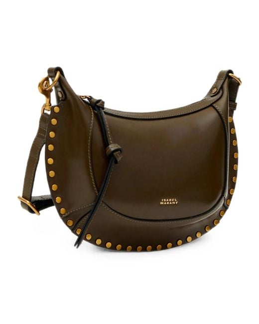 Isabel Marant Brown Oskan Moon Studded Shoulder Bag