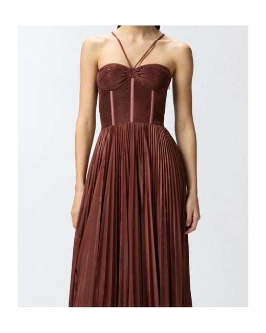Pinko Purple Cross Shoulder Strap Pleated Maxi Dress