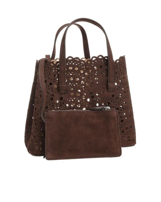 Alaïa Brown Alaïa Mina 20 Cut-Out Top Handle Bag