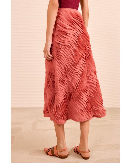 Ulla Johnson Red Patchwork Midi Skirt