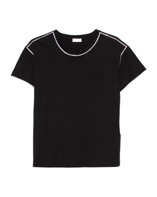 Liu Jo Black Crewneck Embellished T-Shirt