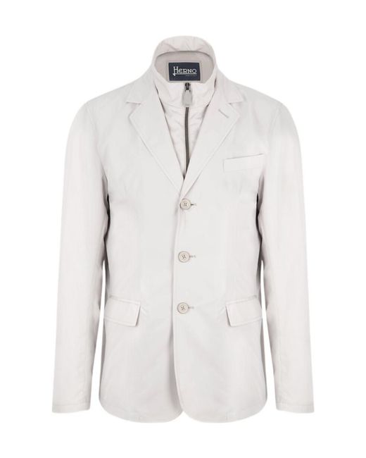 Herno White High-Neck Casual Jacket for men