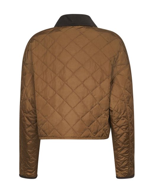 Prada Brown Logo Plaque Quilted Jacket