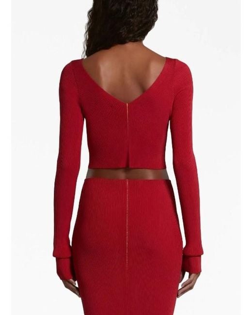 Marni Red Knitted V-Neck Pullover