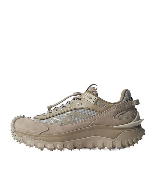 Moncler Gray Mesh Panelled Trailgrip Sneakers for men