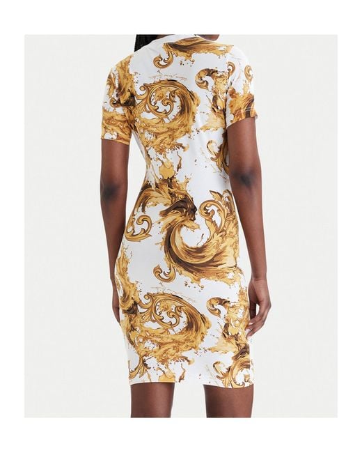 Versace Jeans Metallic Couture Baroque Print T-Shirt Dress