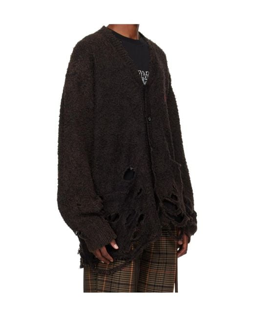 Doublet Distressed-Effect Knitted Cardigan in Black for Men | Lyst