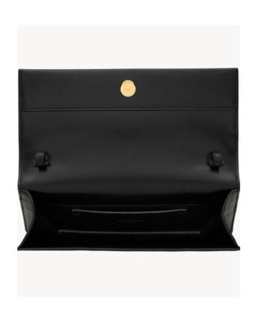 Saint Laurent White Sunset Foldover Top Clutch Bag