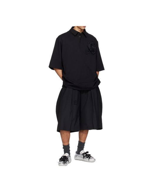 Simone Rocha Black Collared Polo Shirt for men
