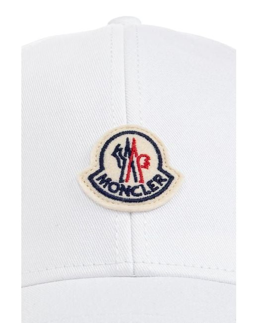 Moncler White Logo Patch Baseball Cap for men