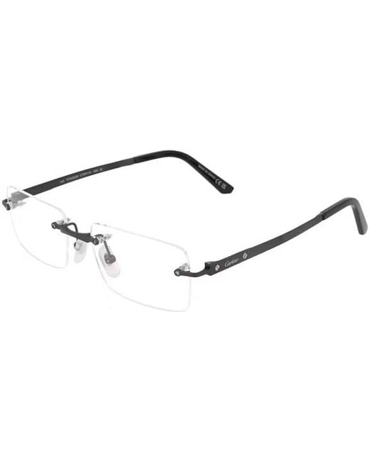 Cartier White Rectangle Frameless Glasses for men