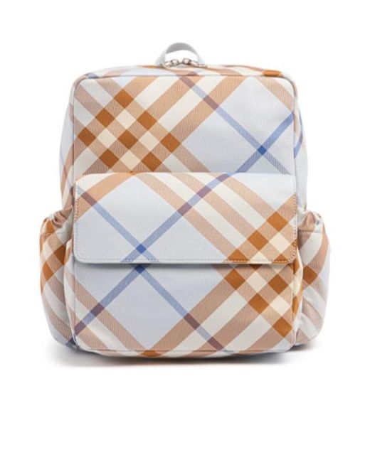 Burberry Gray Check Print Nylon Backpack
