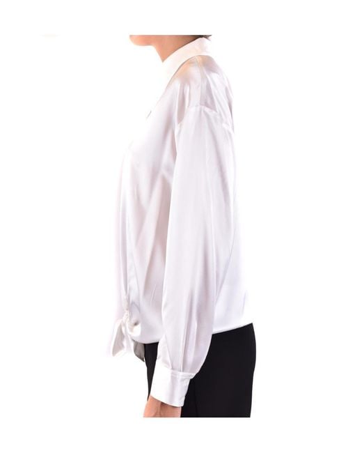 Pinko White Lapel Long-Sleeved Shirt
