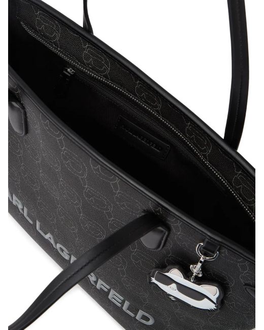 Karl Lagerfeld Black Large Ikon-Monogram Tote Bag
