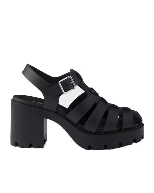 Prada Black Rubber Platform Sandals